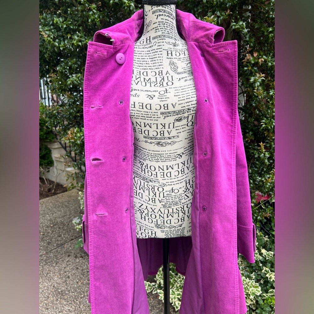 Karen Millen Purple Fit &Flare Trench Coat UK12 US8 fits US 4-6 - Picture 11 of 16